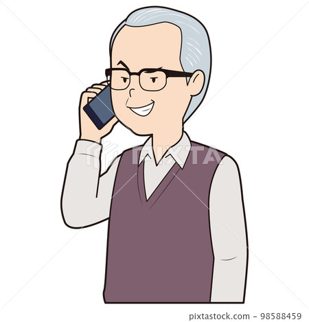 Senior man grinning on the phone Senior man grinning on the phone 98588459