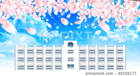 學校櫻花天空背景 98589171
