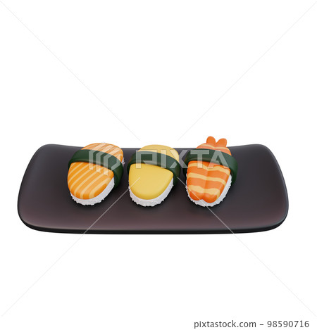 3d illustration of asian food sushi 3d illustration of asian food sushi 98590716