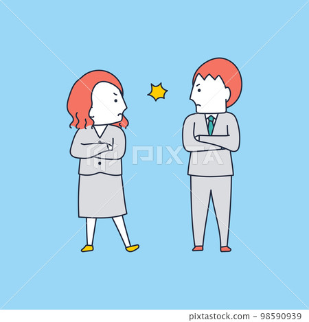 I don't want to lose to him alone! Illustration material of 98590939
