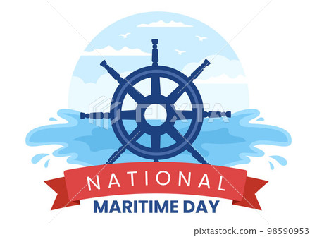World Maritime Day Illustration with Sea and Ship for Web Banner or Landing Page in Flat Blue Nautical Celebration Cartoon Hand Drawn Templates 98590953