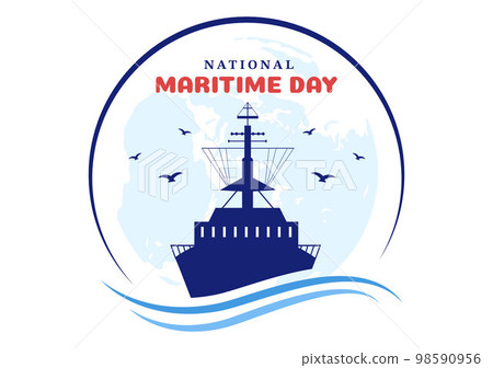 World Maritime Day Illustration with Sea and Ship for Web Banner or Landing Page in Flat Blue Nautical Celebration Cartoon Hand Drawn Templates 98590956