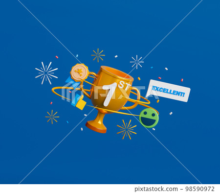 3d rendering concept business goal and achievement illustration. 98590972