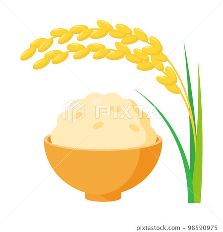 糙米和稻穗的矢量圖解。 糙米和稻穗的矢量圖解。 98590975