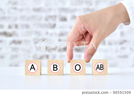 寫有血型和人手的字符塊 98591509