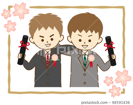 Commemorative photo with graduation certificate in hand ② 98591836