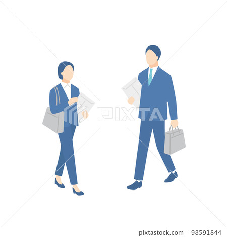 求職期間帶著信封走路的男人和女人 98591844