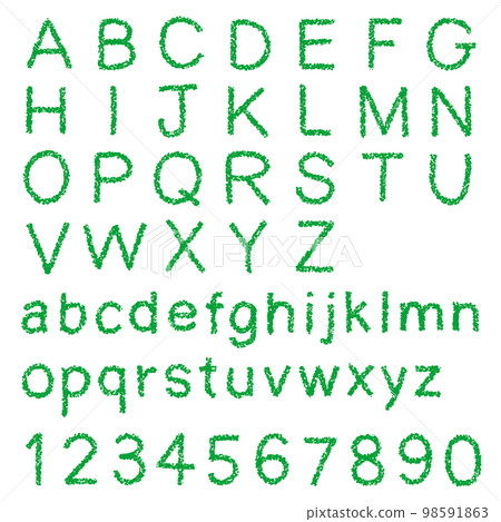 手繪字母和數字的蠟筆材料集 98591863