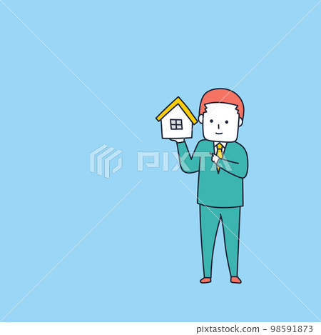 Illustration material of a businessman selling a house 98591873