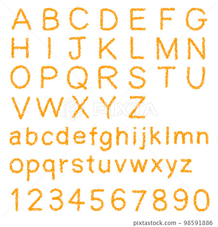 手繪字母和數字的蠟筆材料集 手繪字母和數字的蠟筆材料集 98591886