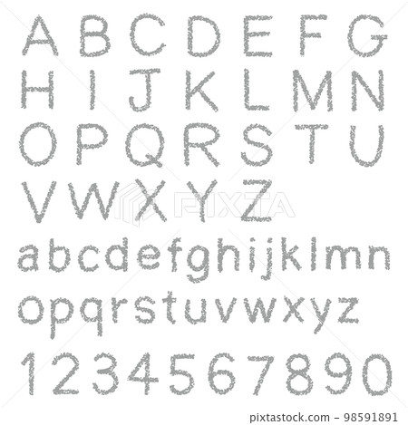 手繪字母和數字的蠟筆材料集 手繪字母和數字的蠟筆材料集 98591891