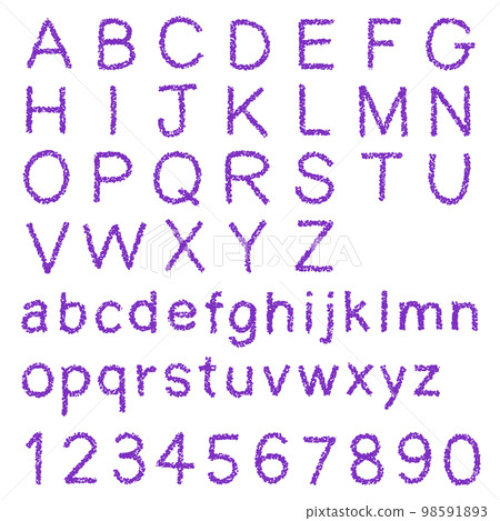 手繪字母和數字的蠟筆材料集 手繪字母和數字的蠟筆材料集 98591893