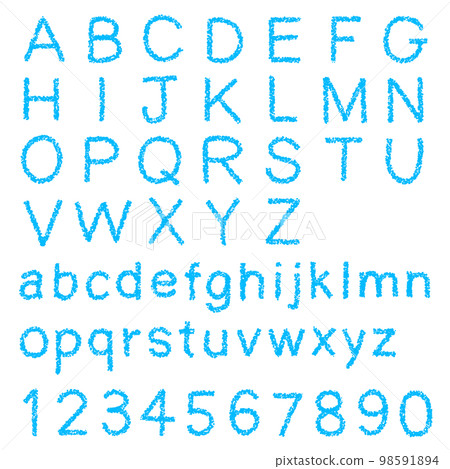 Crayon material set of hand-drawn alphabets and numbers Crayon material set of hand-drawn alphabets and numbers 98591894