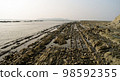 Panorama of rocky shore Ngapali beach in Myanmar 98592355