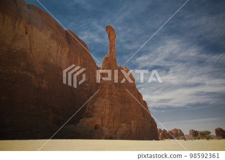 Abstract Rock formation at plateau Ennedi aka spire , Chad Abstract Rock formation at plateau Ennedi aka spire , Chad 98592361