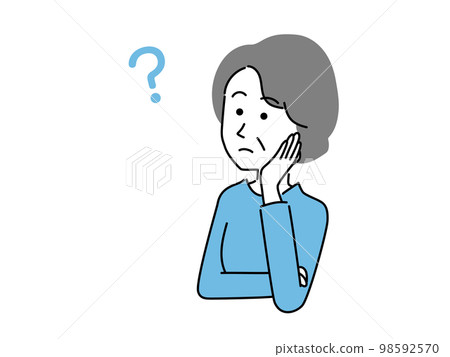 一名中年婦女疑惑的插圖 一名中年婦女疑惑的插圖 98592570