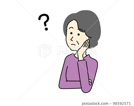 一名中年婦女疑惑的插圖 98592571