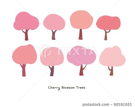 Set of hand drawn cherry blossom trees 98592885