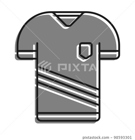 Linear filled with gray color icon. Classic Football Player T Shirt. Sports Uniform Of Soccer Player. Layout Of Athletes On Field. Simple black and white vector Isolated On White Backgr 98593301