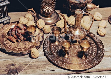 Arabic Cuisine. Middle Eastern traditional lunch. Its also Ramadan Iftar. The Meal eaten by Muslims after sunset during Ramadan. Arabic Cuisine. Middle Eastern traditional lunch. Its also Ramadan Iftar. The Meal eaten by Muslims after sunset during Ramadan. 98593418