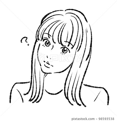女性單色線描插圖素材 女性單色線描插圖素材 98593538