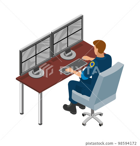 CCTV Room Worker Composition 98594172