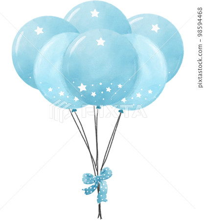 cute watercolour blue round shape balloons with bow ribbon cute watercolour blue round shape balloons with bow ribbon 98594468