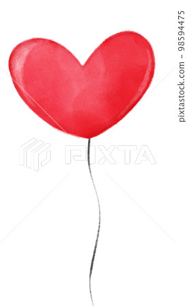 watercolour red heart balloon illustration 98594475