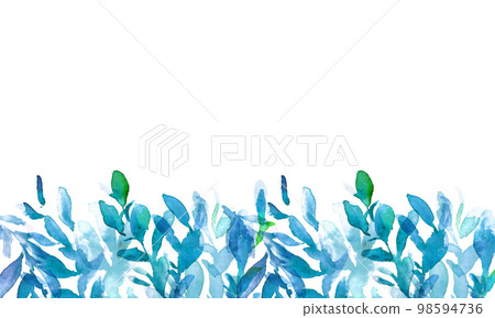 水彩。具有水彩觸感的植物學矢量背景。綠色植物水彩背景。 98594736