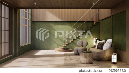 Modern room interior wabisabi style and sofa and decoration japanese. 98596380