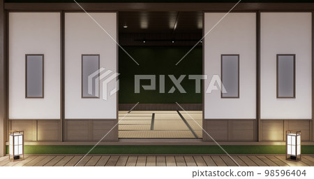 Empty - Clean green modern room japanese style. Empty - Clean green modern room japanese style. 98596404