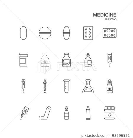 Set of medicine, pill vector icon on white...-插圖素材 [98596521] - PIXTA圖庫