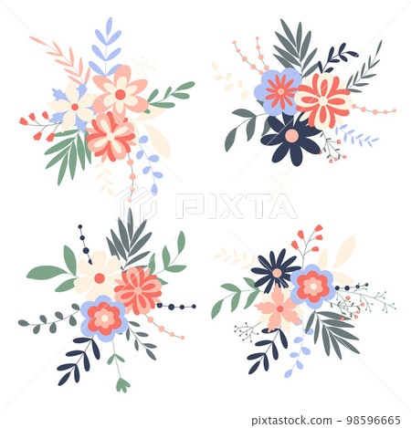 Spring flower bouquets set decoration for cards, invitations, congratulations Spring flower bouquets set decoration for cards, invitations, congratulations 98596665