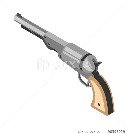 Isometric Revolver Illustration 98597059