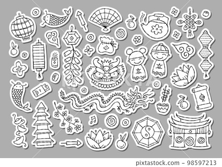 Chinese new year stickers stock vector. Illustration of holiday