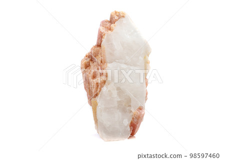 Macro mineral stone Tourmaline in the breed a white background 98597460