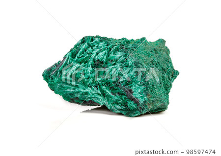 Macro mineral stone plisoviy, plush, satin malachite on a white background Macro mineral stone plisoviy, plush, satin malachite on a white background 98597474