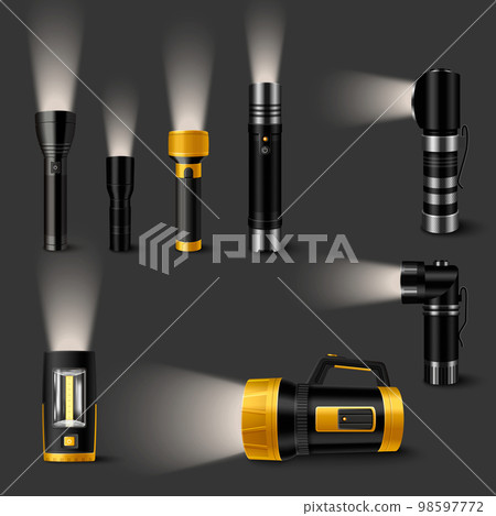 Handheld Flashlights Realistic Set 98597772