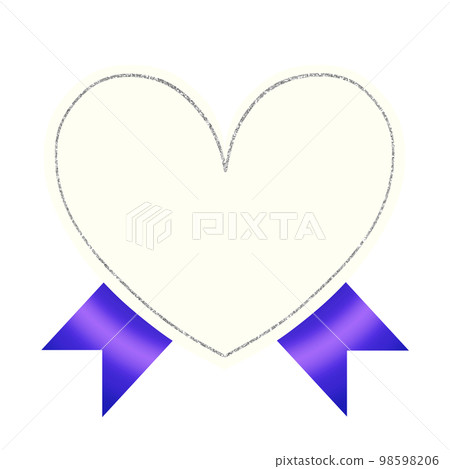 Illustration material cute ribbon and heart frame blue silver 98598206