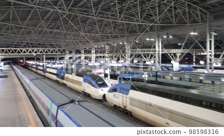 KTX. Train. High-speed. Gyeongju. Donggung Palace and Wolji Pond. Inside the train. Singyeongju Station 98598316