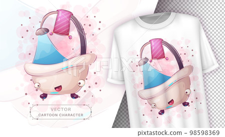Cartoon character adorable bathroom, hand drawn style kids illustration 98598369