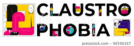 Claustrophobia Text Flat Banner 98598387