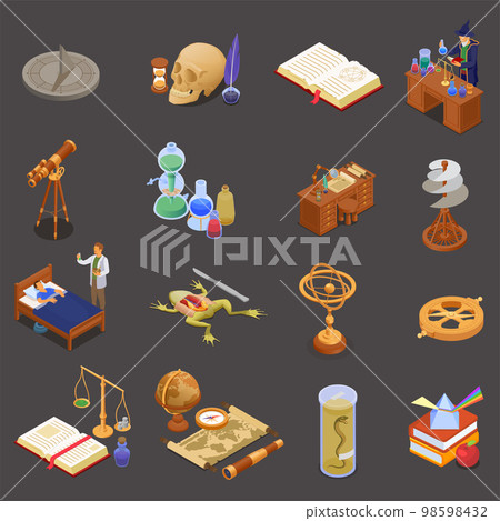 Ancient Science Icons Set 98598432