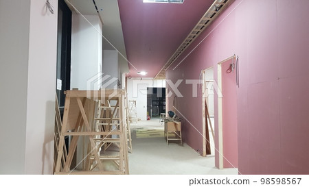 城市、建築、建築、室內、木材、室內、木匠、不易燃石膏、梯子、腳手架 98598567