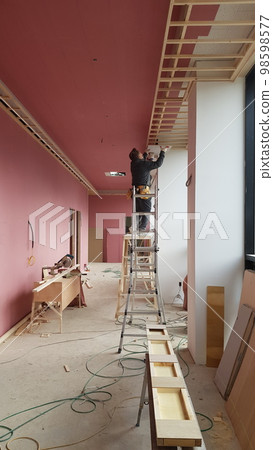 City, building, construction, interior, wood, interior, carpenter, nonflammable plaster, ladder, scaffolding City, building, construction, interior, wood, interior, carpenter, nonflammable plaster, ladder, scaffolding 98598577