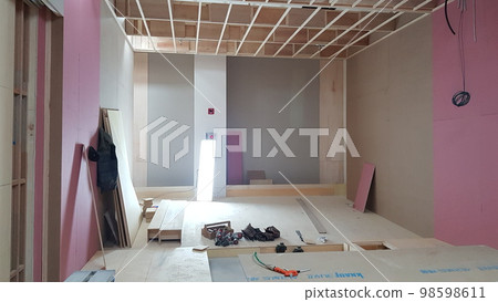 City, building, construction, interior, wood, interior, carpenter, nonflammable plaster, ladder, scaffolding City, building, construction, interior, wood, interior, carpenter, nonflammable plaster, ladder, scaffolding 98598611