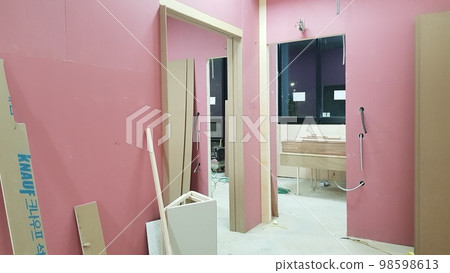 城市、建築、建築、室內、木材、室內、木匠、不易燃石膏、梯子、腳手架 98598613