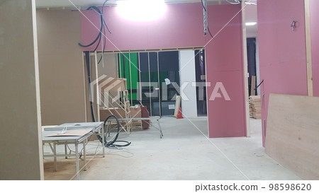 城市、建築、建築、室內、木材、室內、木匠、不易燃石膏、梯子、腳手架 98598620