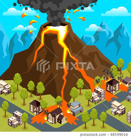Natural Disaster Eruption Illustration 98599016