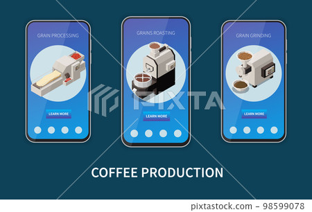 Coffee Production Isometric Mobile App 98599078